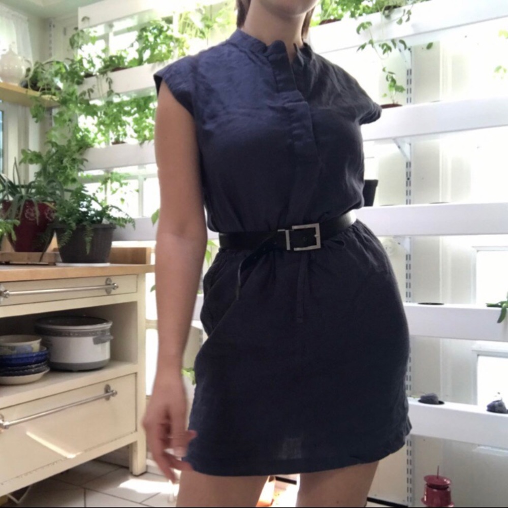 Vintage Dark Blue Casual Dress
